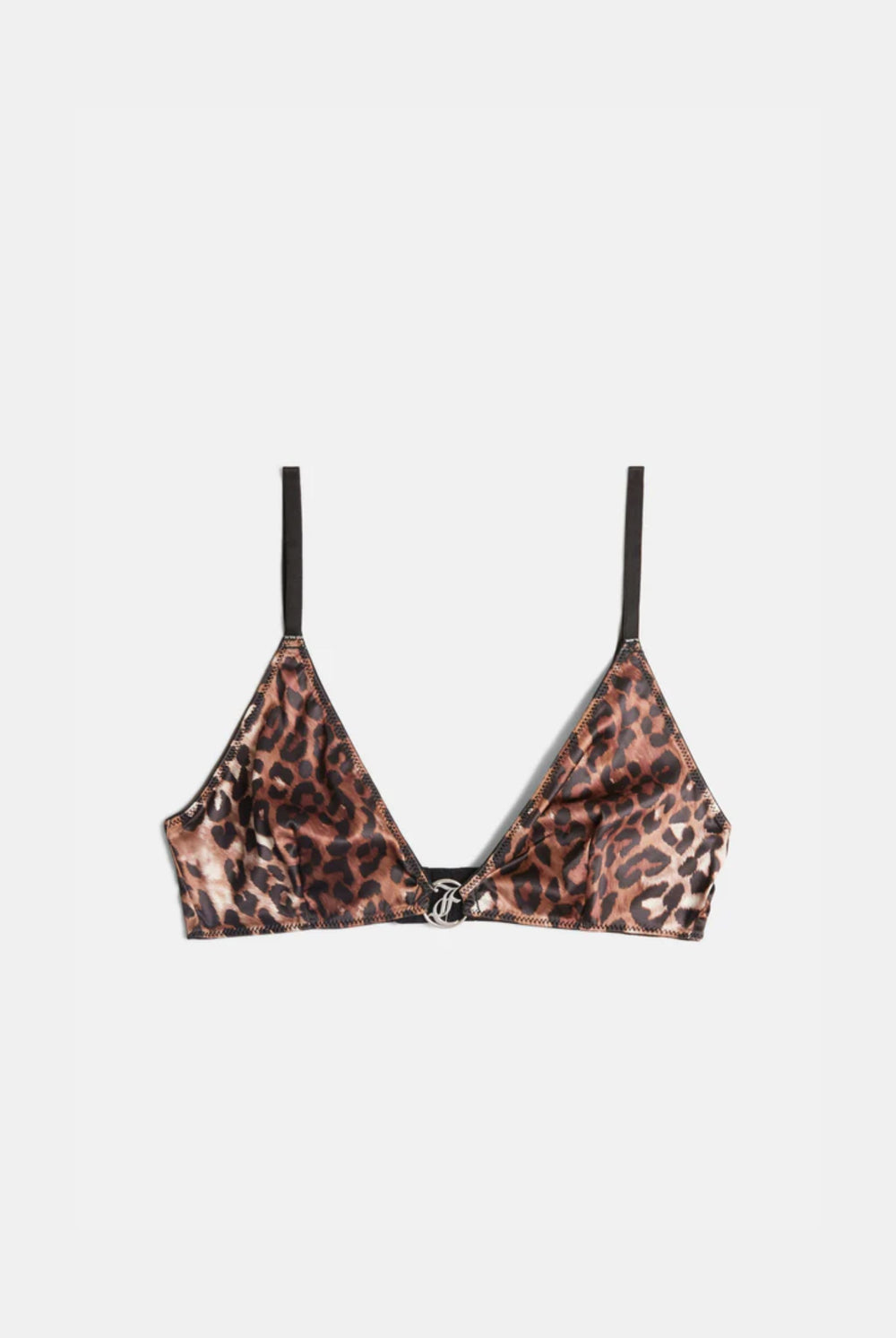 LEOPARD PRINT SATIN CHARM TRIANGLE BRA