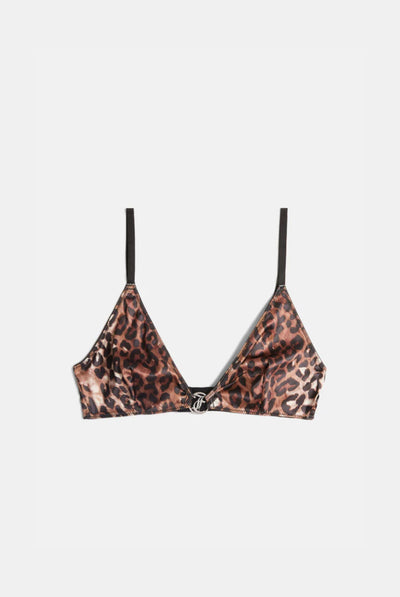 LEOPARD PRINT SATIN CHARM TRIANGLE BRA