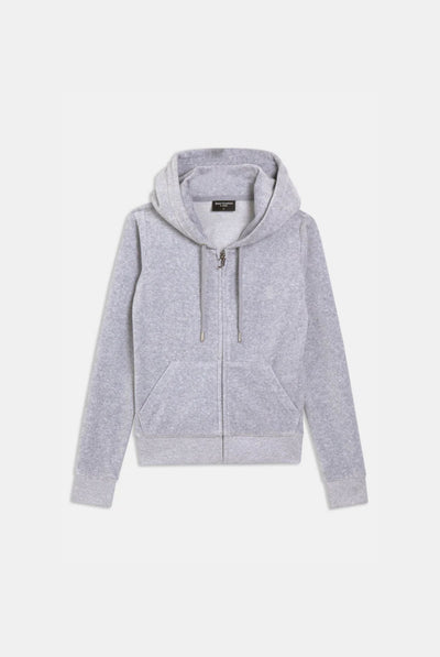 SILVER MARL COTTON VELOUR ROBERTSON HOODIE