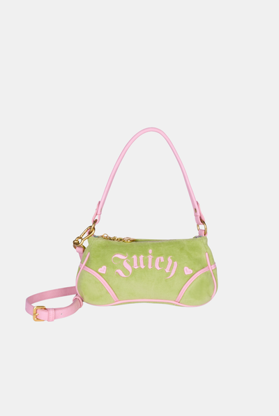 PISTACHIO GREEN & PINK VELOUR MINI HANDBAG