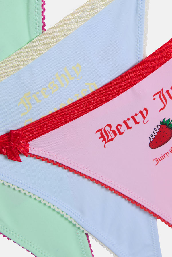 3 Pack Fruit Slogan Thongs