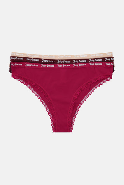 3 PACK RIBBED MICROFIBRE LACE TRIM BRIEF