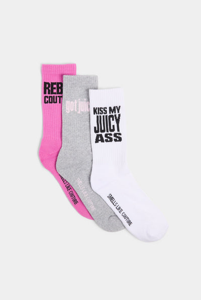 MULTI 3 PACK SLOGAN SOCKS