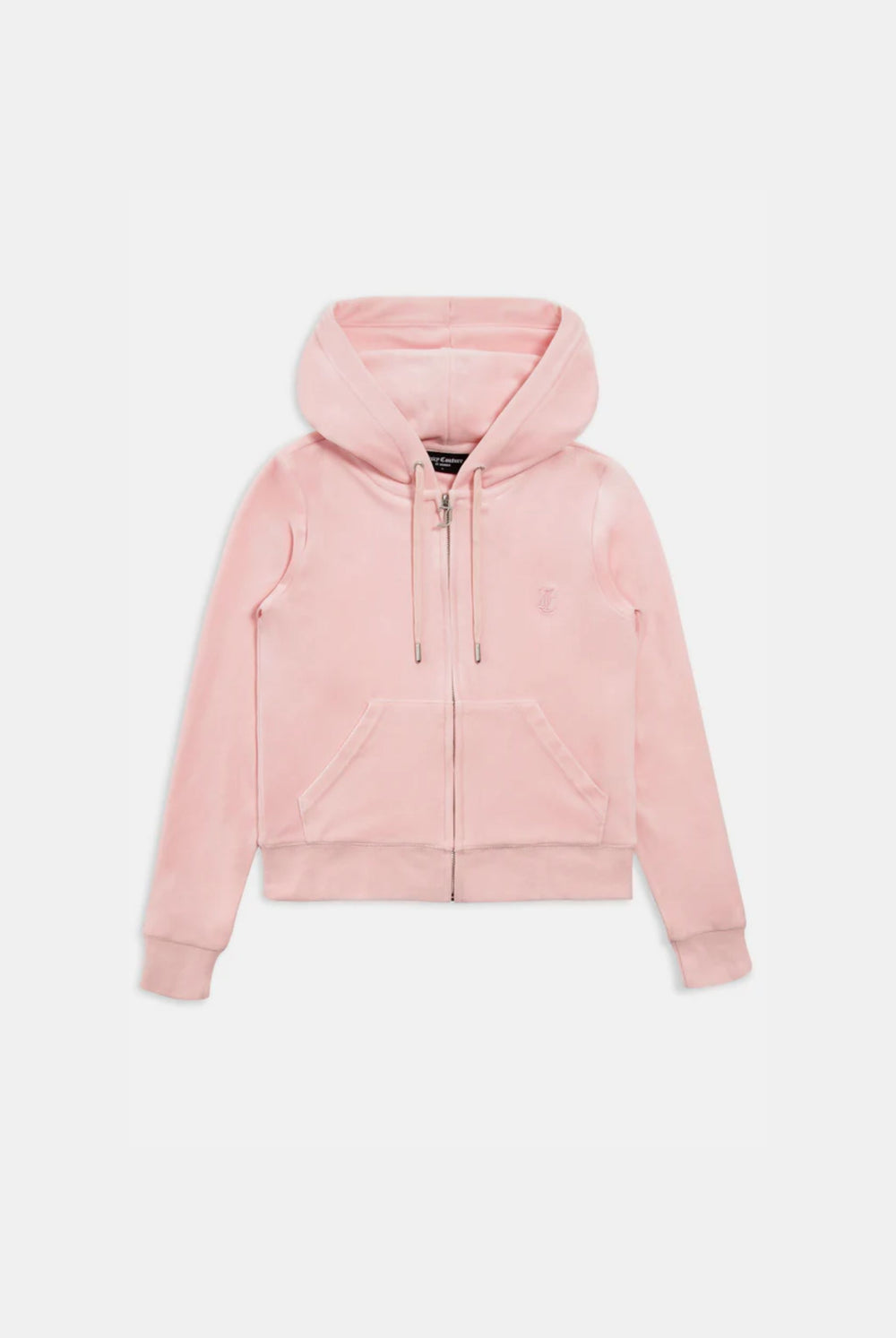Displays the Almond Blossom 'Juicy' branded classic velour Robertson hoodie 