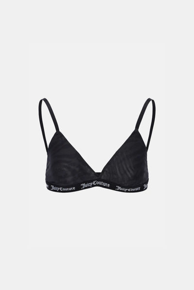 BLACK TIGER PRINT MESH TRIANGLE BRA