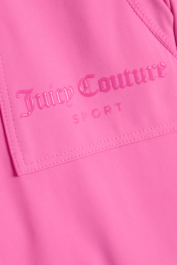 Displays the Wild Orchid 'Juicy' branded active Low Rise Pant featuring the juicy couture sport branding 