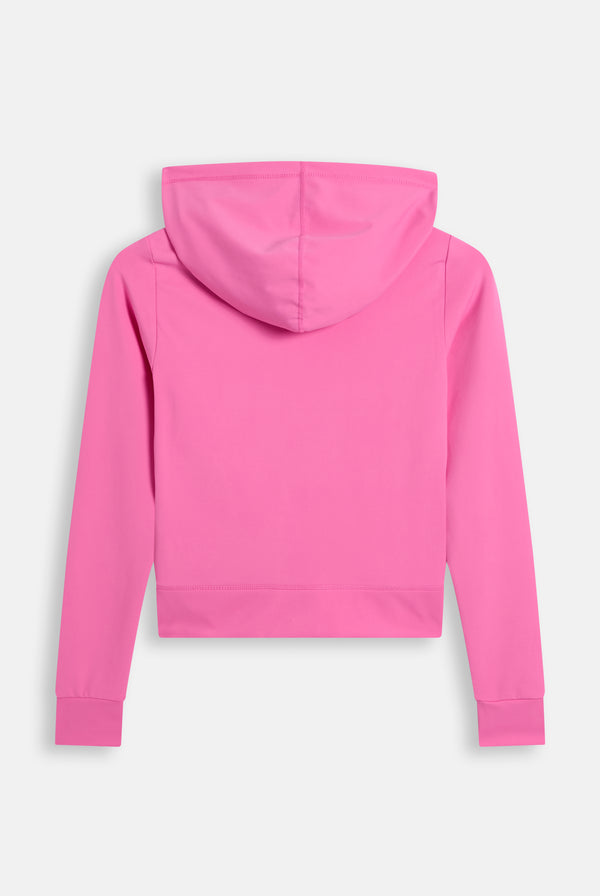 Displays the Wild Orchid 'Juicy' branded Active Fitted Hoodie