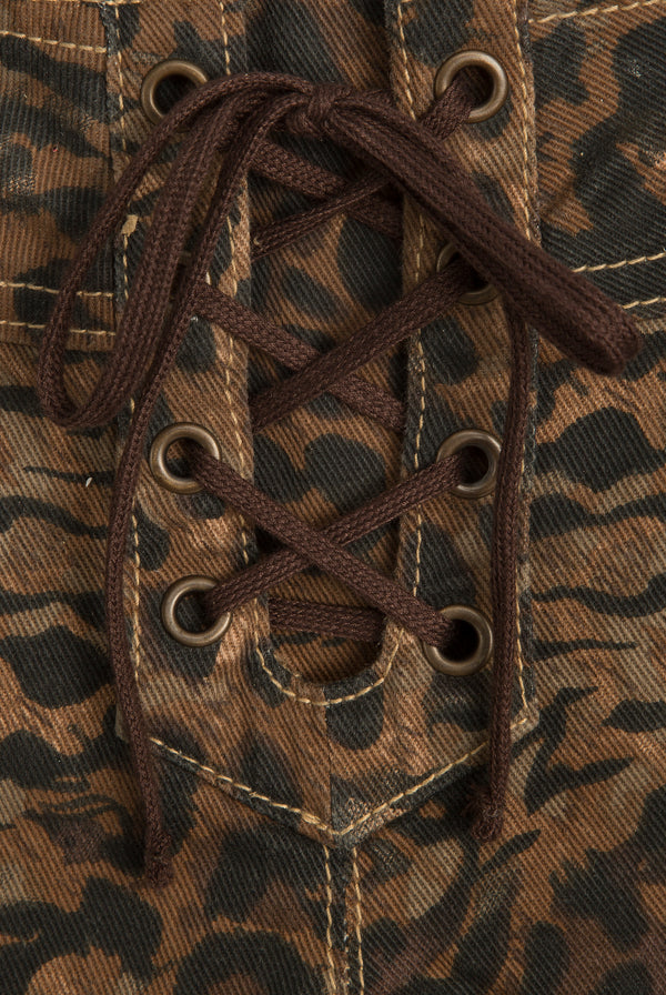 ANIMAL DENIM LACE UP SHORTS