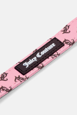 Displays the Juicy Pink 'Juicy' branded Pet Lead featuring the juicy Couture branding 