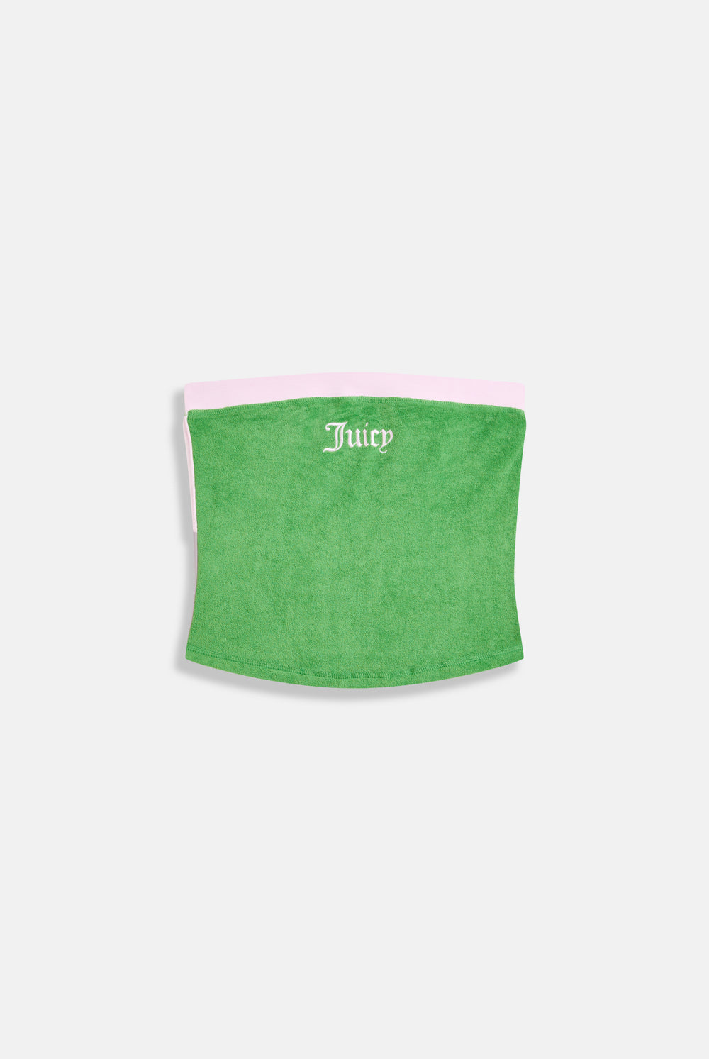 Displays the Peppermint contrast 'juicy' branded Terry bandeau 