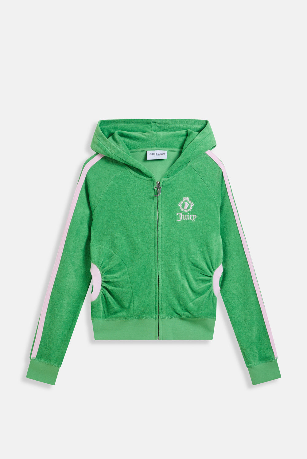 Displays the Peppermint appliqué 'juicy' branded Terry shrunken hoodie 