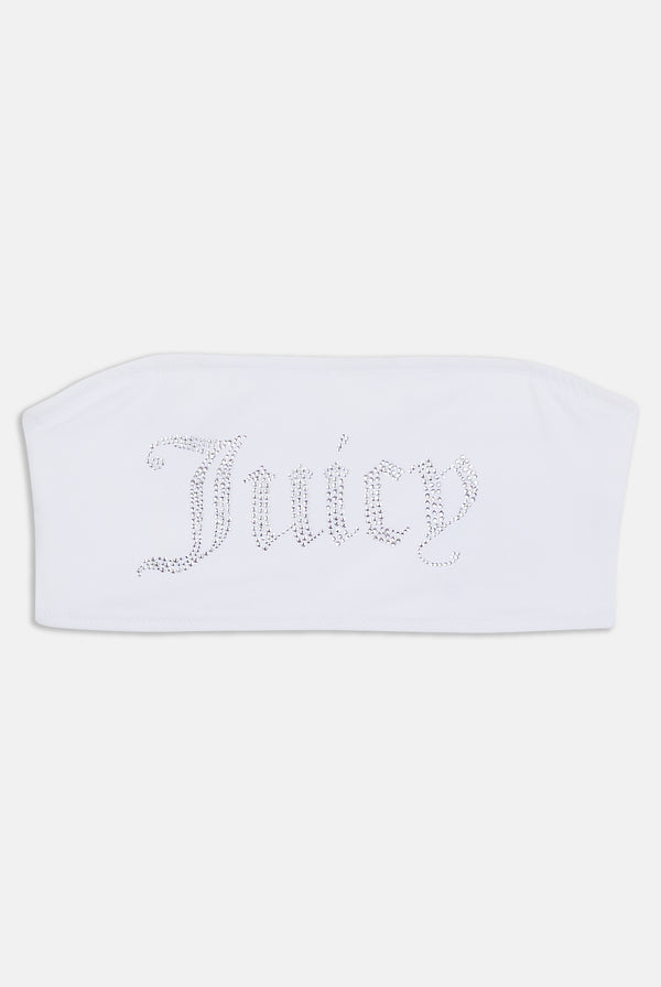 WHITE DIAMANTÉ BANDEAU BIKINI