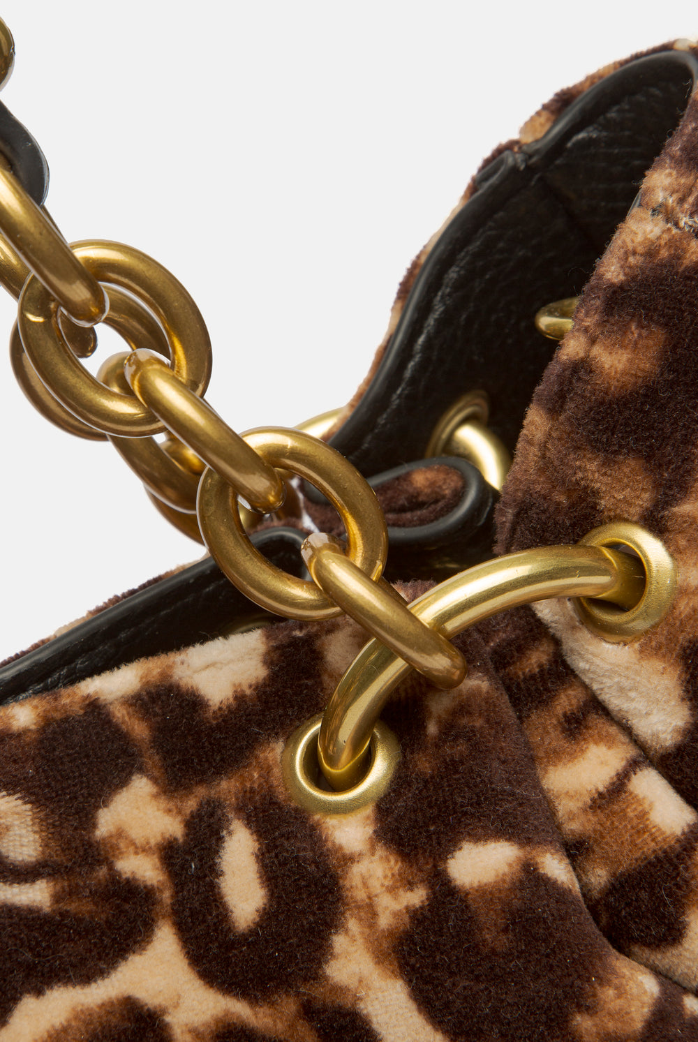JAVA LEOPARD PRINT CHAIN HANDLE VELOUR BAG