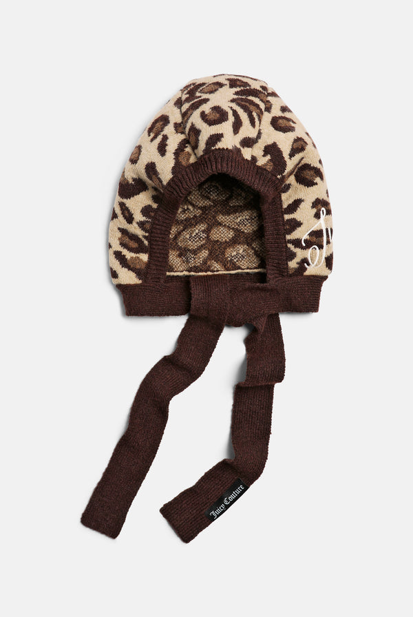 Leopard Print Bonnet With Bow