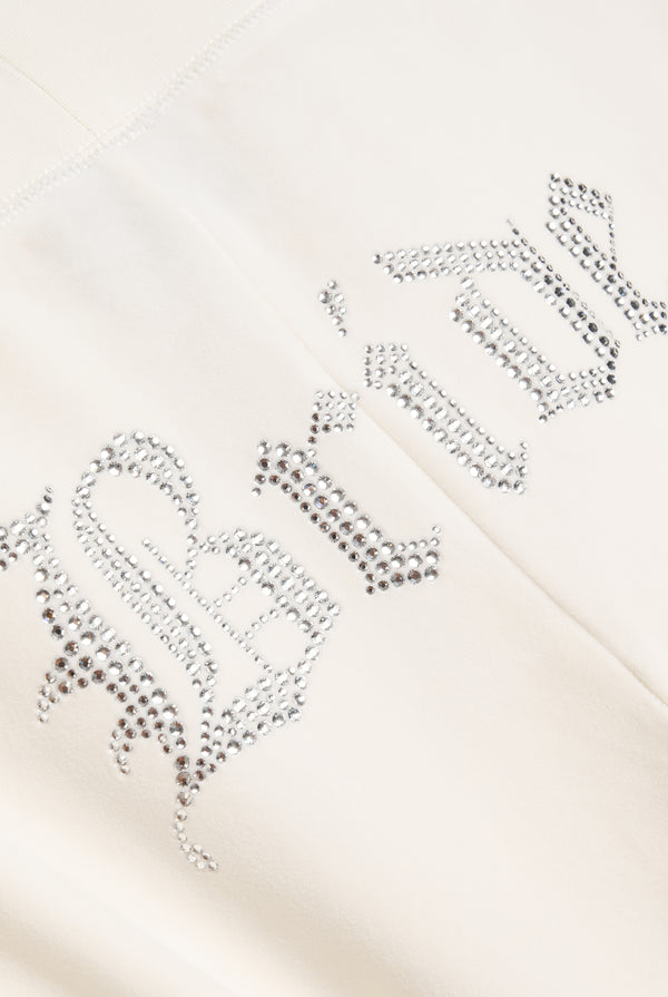 Displays the Bridal 'Juicy' branded classic velour low rise track pants featuring the bridal branding 