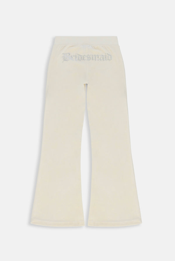 MARSHMALLOW BRIDESMAID CLASSIC VELOUR  LOW RISE TRACK PANTS