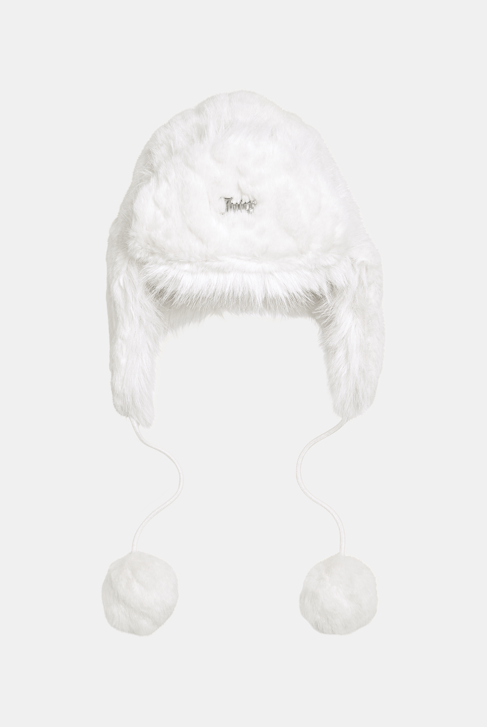 Displays the Sugar Swizzle 'Juicy' branded Cable Knit Trapper With Fur Lining