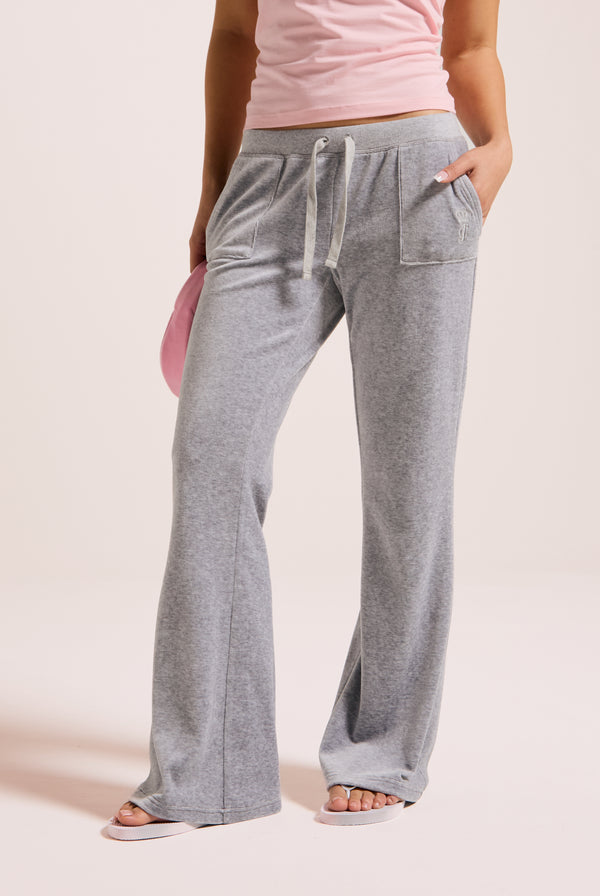 SILVER MARL ULTRA LOW RISE BAMBOO VELOUR HERITAGE POCKETED BOTTOMS