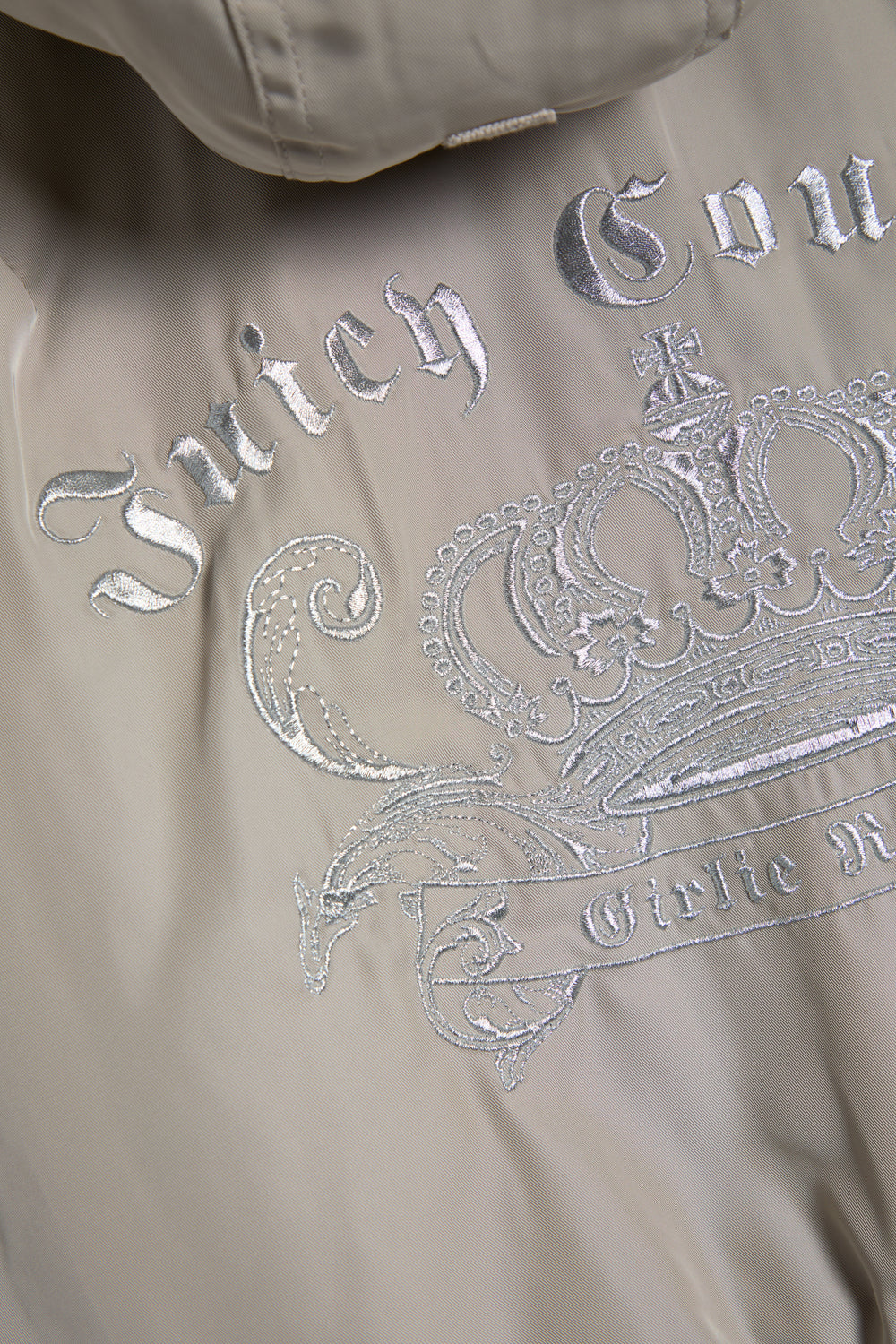 Displays the String 'Juicy' branded Nylon Bomber featuring the juicy couture branding 