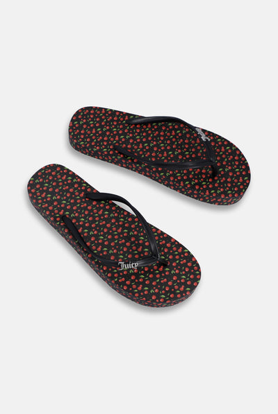 BLACK CHERRY PRINT PLATFORM FLIP FLOP