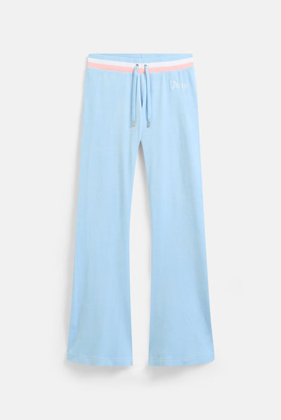 POWDER BLUE RECYCLED VELOUR LOW RISE TRACK PANT
