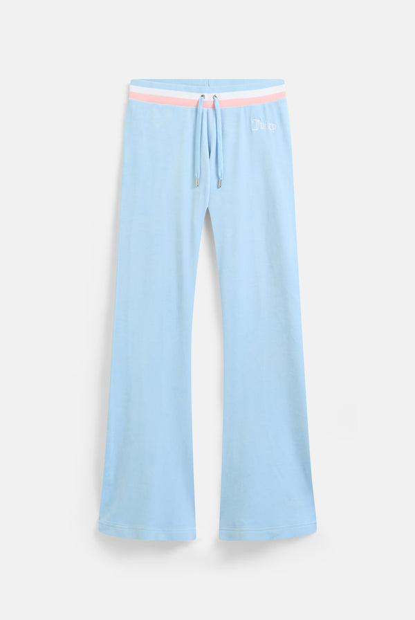 POWDER BLUE RECYCLED VELOUR LOW RISE TRACK PANT