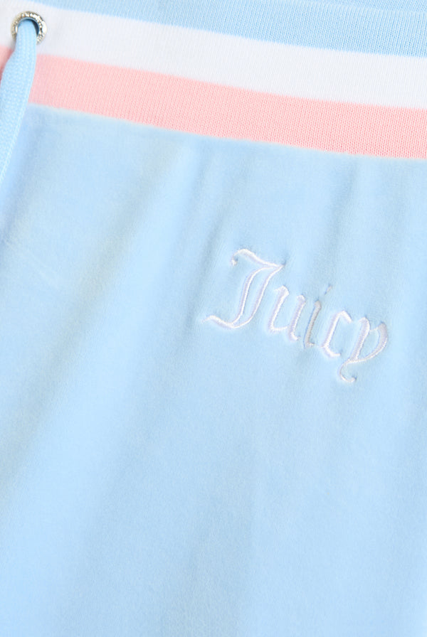 POWDER BLUE RECYCLED VELOUR LOW RISE TRACK PANT
