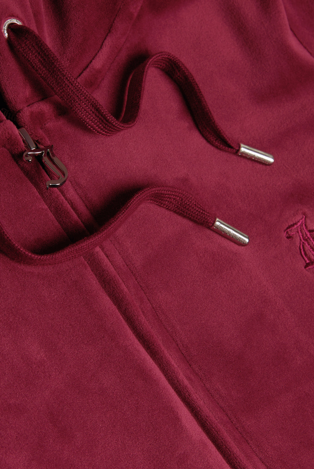 Displays the Tawny Port 'Juicy' branded classic velour Robertson hoodie