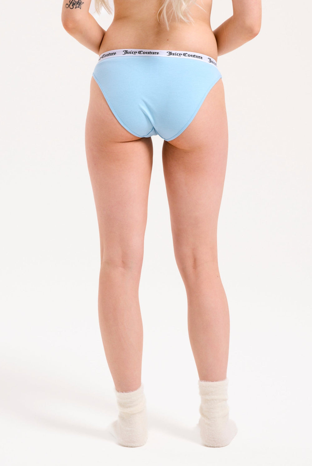 Displays a model wearing the Nantucket Breeze 'Juicy' branded cotton lounge knicker 