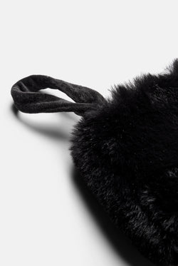 Displays the Black 'Juicy' branded Dog Crest Velour Stocking featuring the close up on the details 