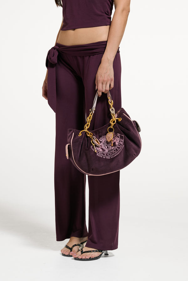 Winetasting Chain Handle Daydreamer Crest Velour Bag