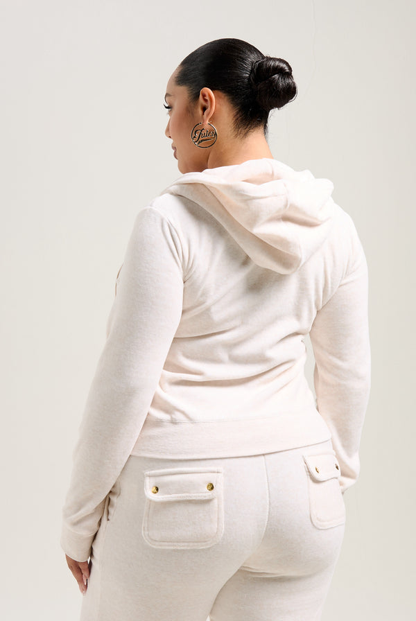 OATMEAL MARL & GOLD COTTON VELOUR ROBERTSON HOODIE