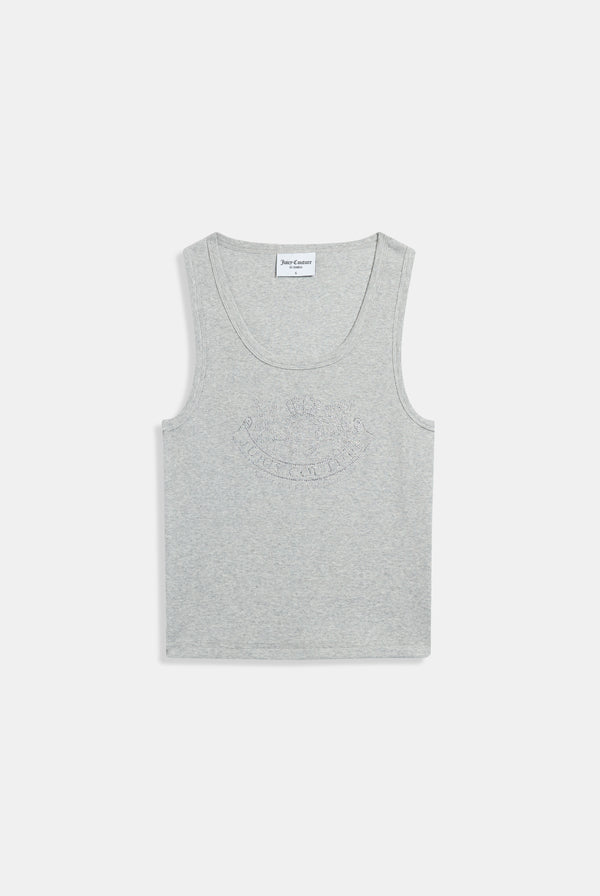 Displays the Silver Marl Diamanté 'Juicy' branded DOG CREST VEST