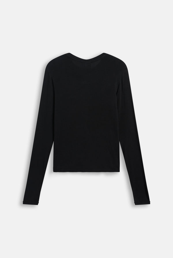 Displays the Black 'Juicy' branded Diamanté Dog Crest Long Sleeve T-Shirt