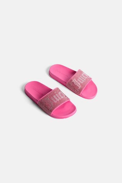 PINK PEACOCK DIAMANTÉ VELOUR SLIDER