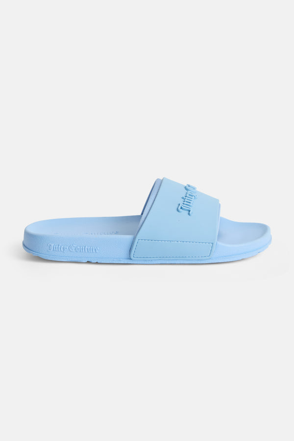 DUSK BLUE LOGO EMBOSSED SLIDERS