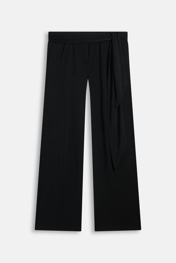Displays the Black 'Juicy' branded Belted Flare Trousers