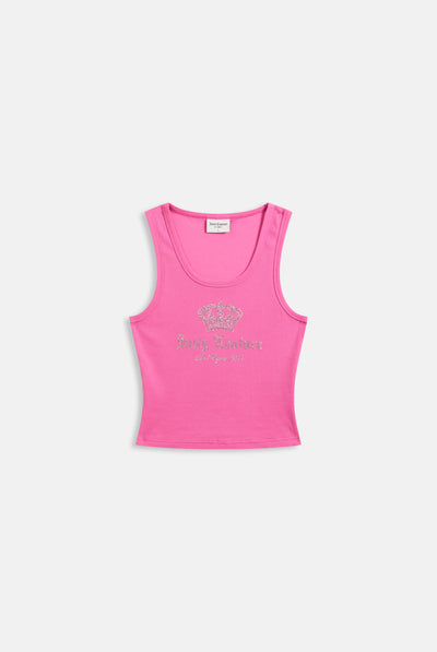 SUPER PINK RIBBED DIAMANTÉ CROWN VEST