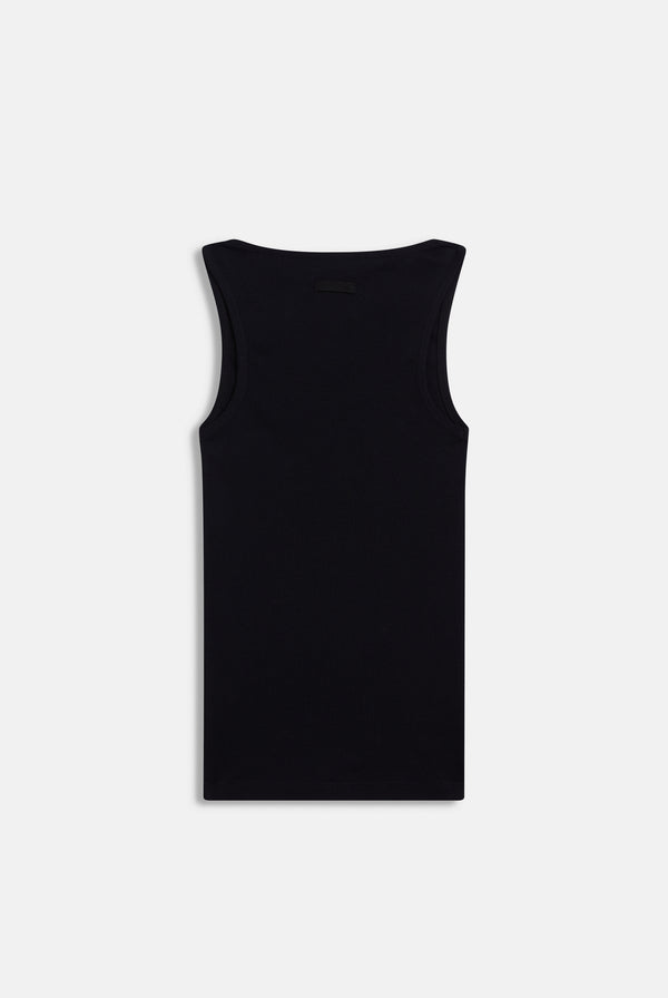 Displays the black 'Juicy' branded Got Juicy rib vest 