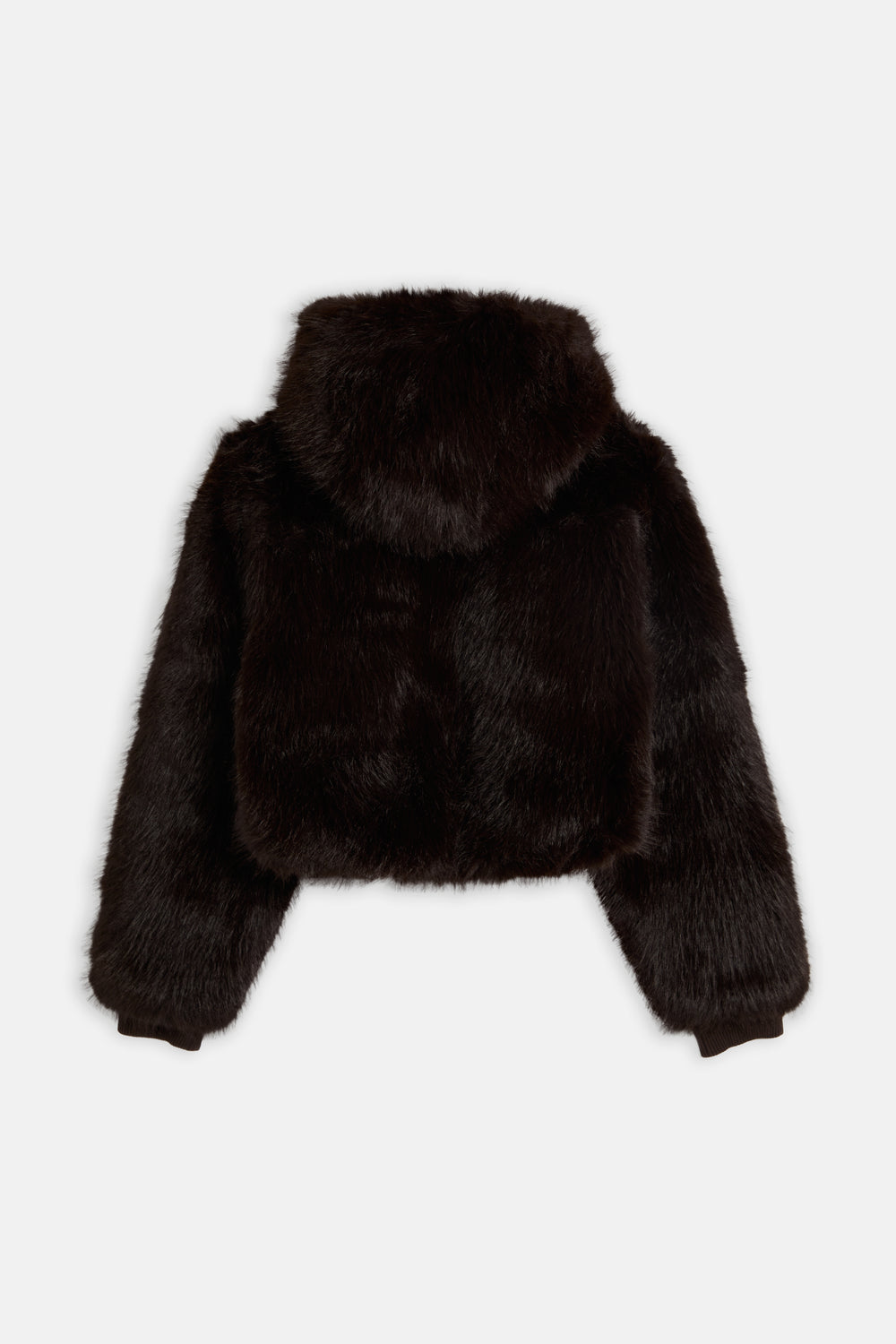 Displays the Java 'Juicy' branded Hooded Faux Fur Jacket