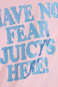 Displays the icons Juicy Pink 'Juicy' branded have no fear baby tee 
