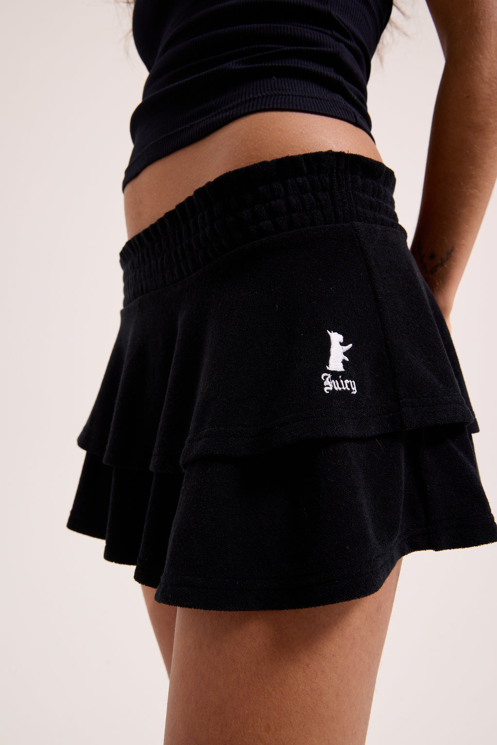 BLACK HERITAGE SMOCKED TIER SKIRT