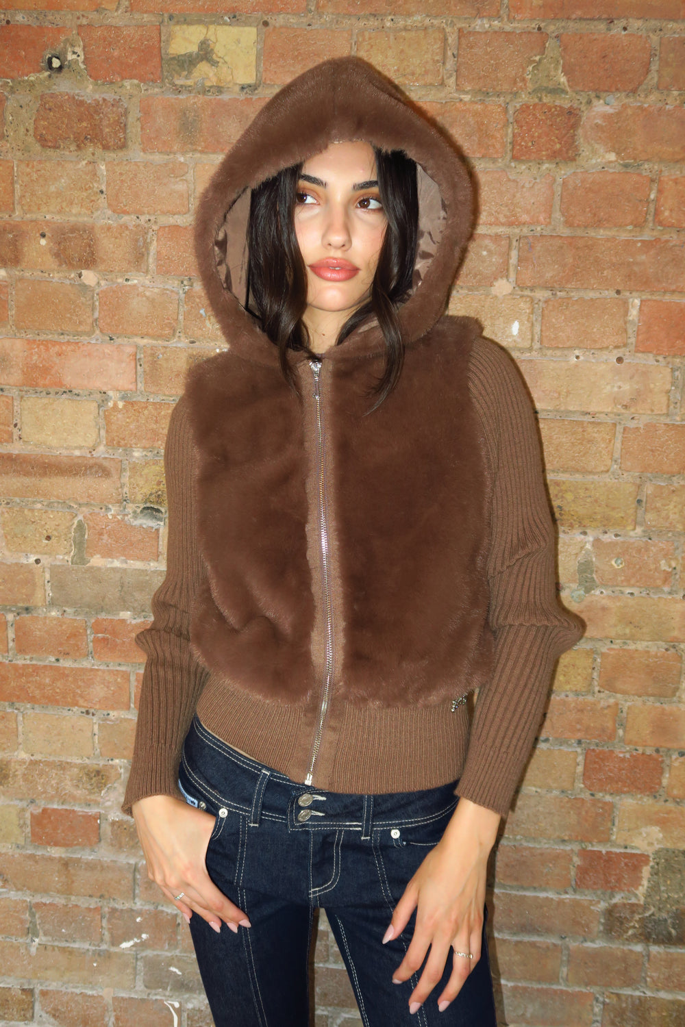 Java Faux Fur Knitted Jacket