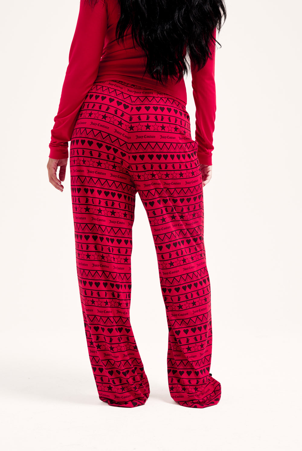 Displays a model wearing the toreador 'Juicy' I've been good pyjama set 