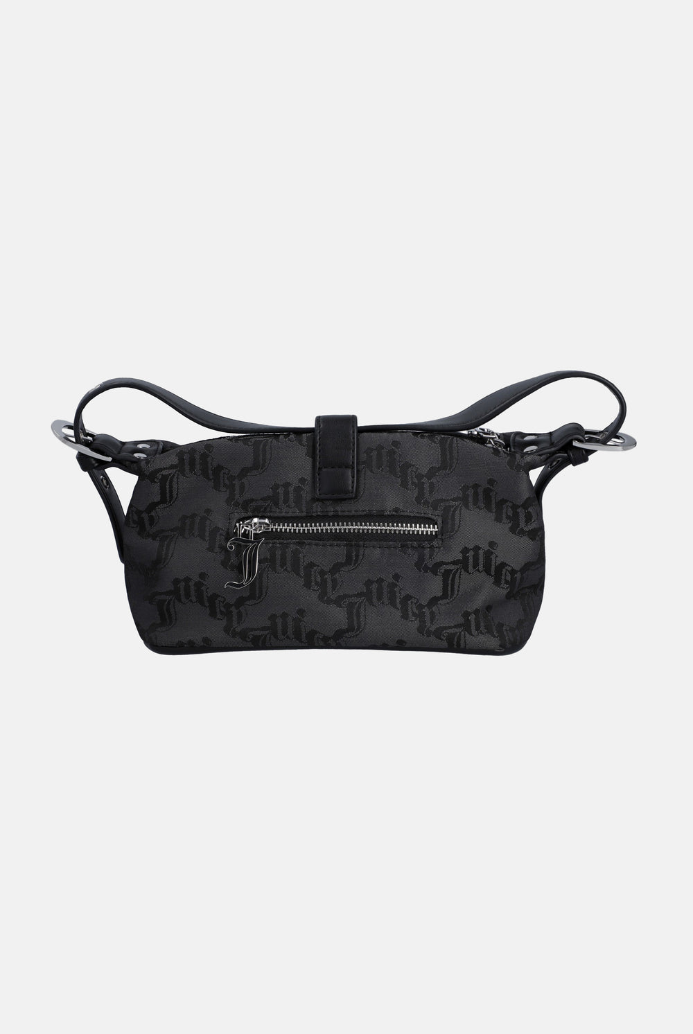 Displays the Black jacquard 'Juicy' branded soft buckle bag 