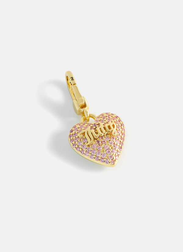 GOLD AND PINK CRYSTAL HEART CHARM