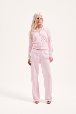 Display a model wearing the Cherry Blossom 'Juicy' branded angel heritage hoodie 
