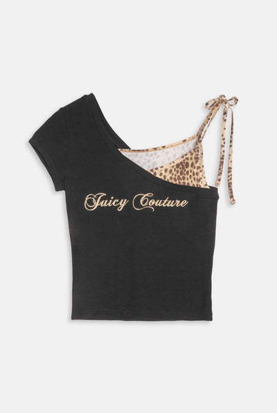 BLACK / CHEETAH ASYMMETRIC TOP