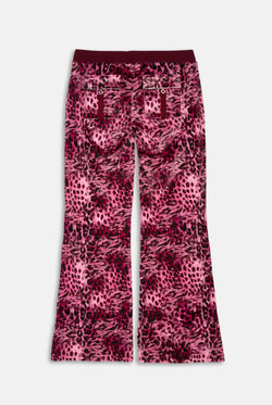 Displays the pink leopard 'Juicy' branded cheetah track bottoms 
