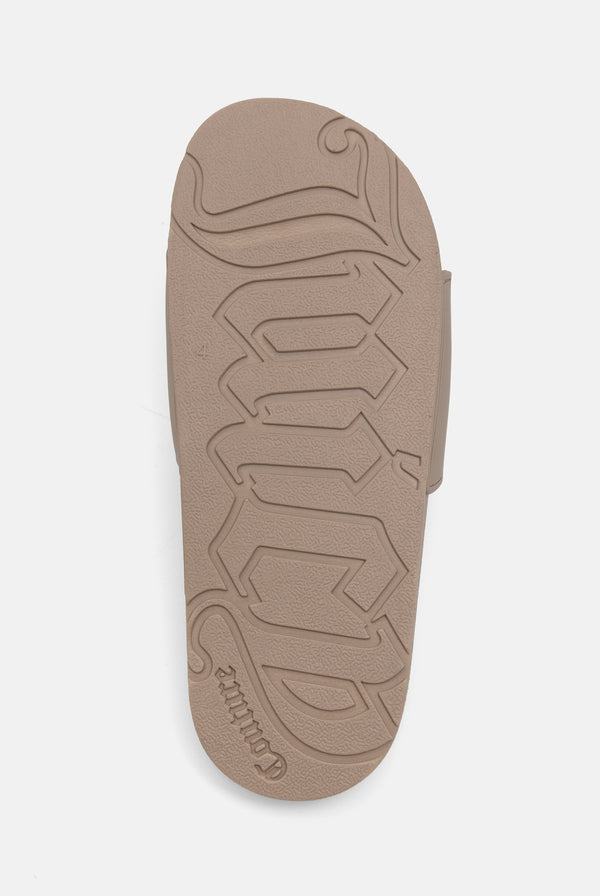 WARM TAUPE EMBOSSED SLIDERS